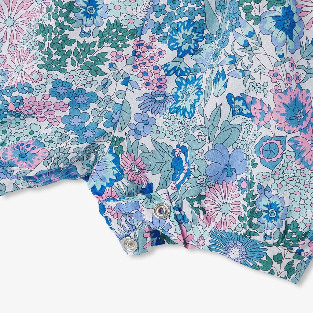 Short Romper in Liberty Fabric Baby Girl - Blue/Multicolour