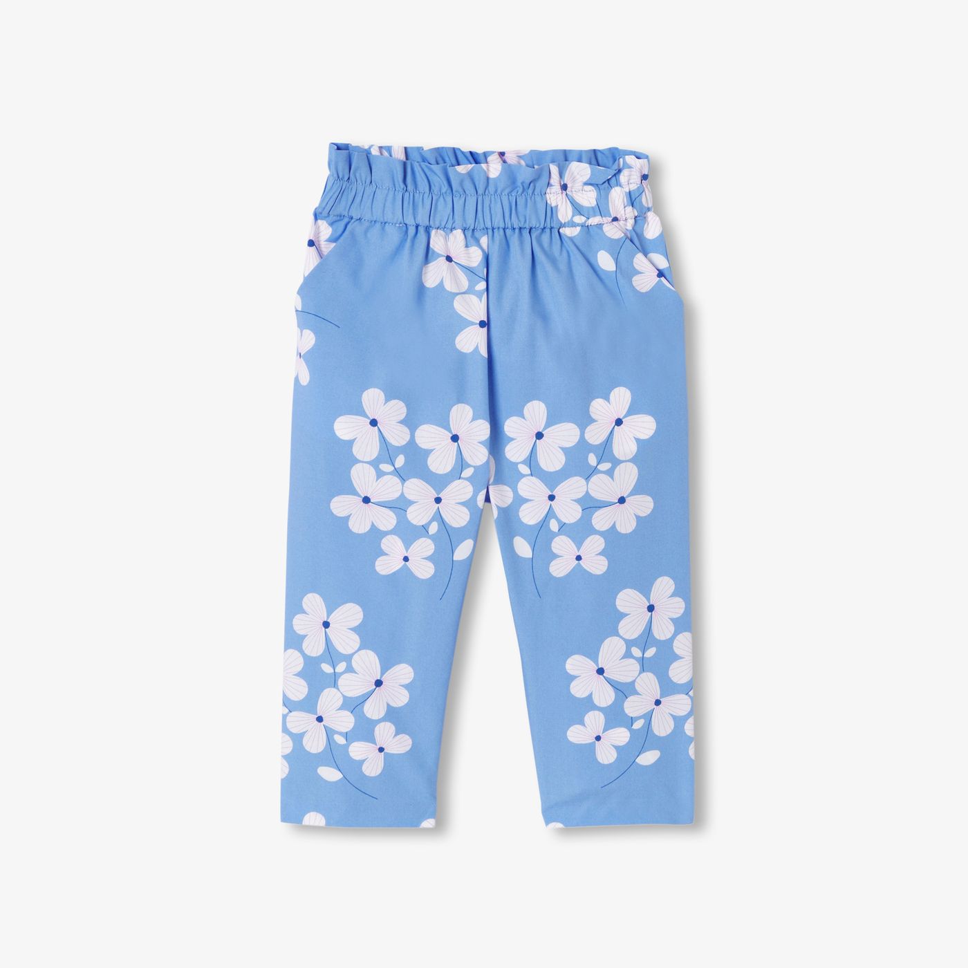 Trousers in Cotton Stampa a Fiori Baby Girl - Blue/Multicolour