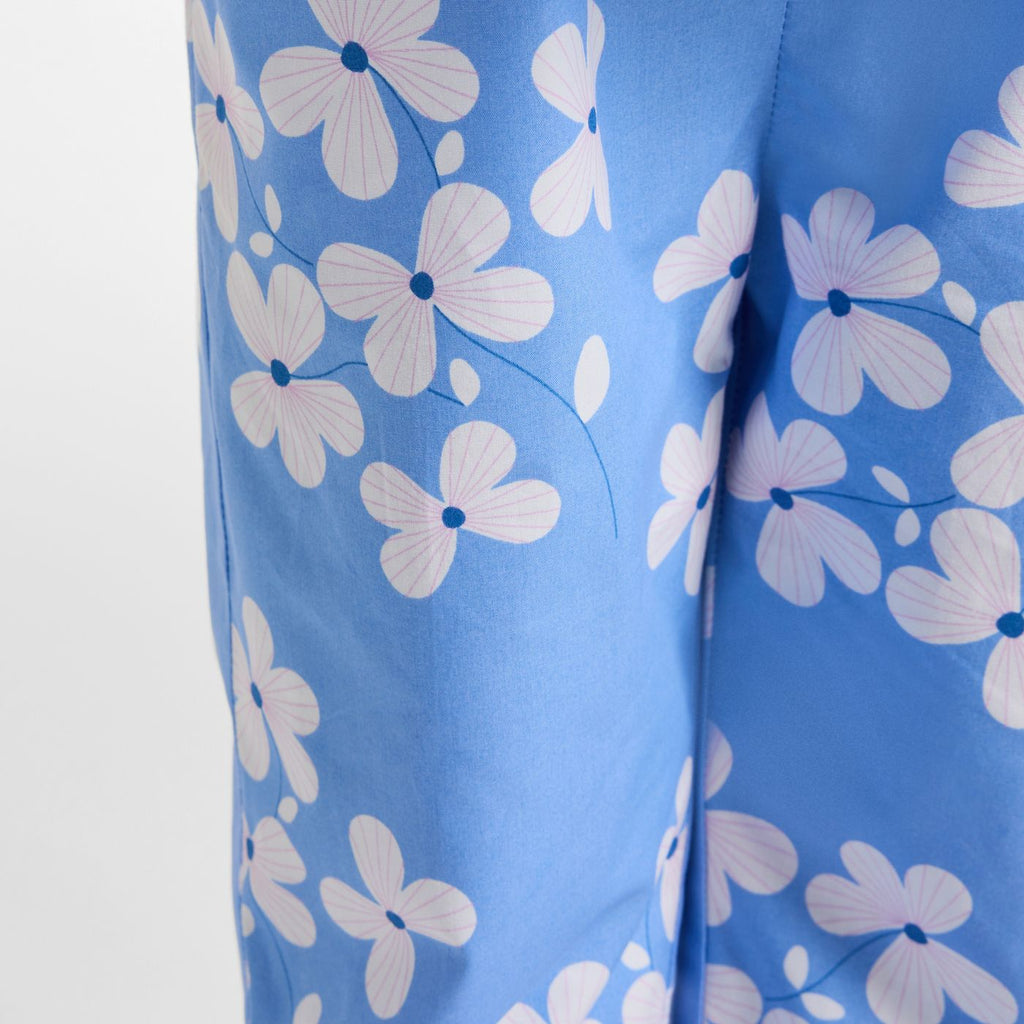 Trousers in Cotton Stampa a Fiori Baby Girl - Blue/Multicolour