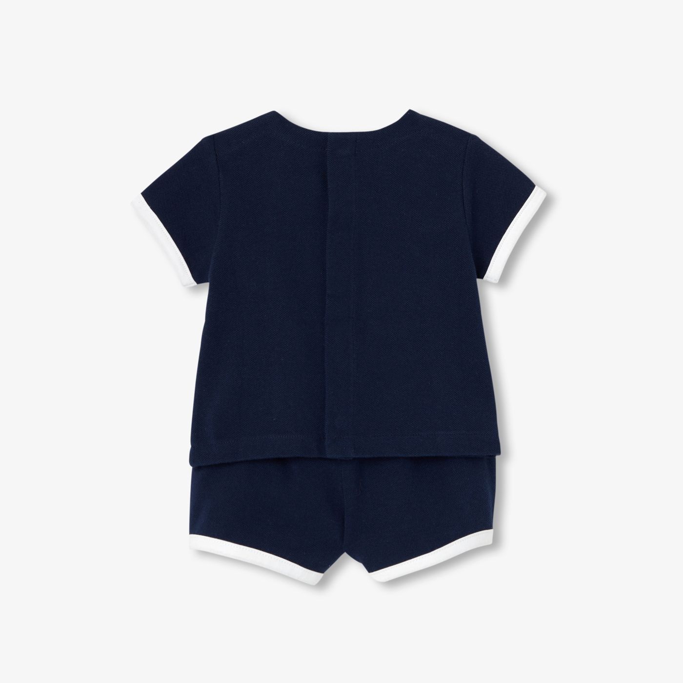 Baby boy cotton pique outfit set - Light Navy