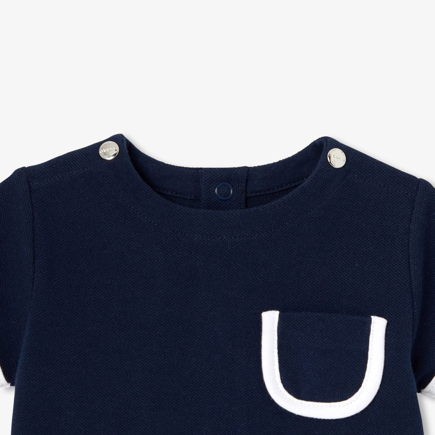 Baby boy cotton pique outfit set - Light Navy