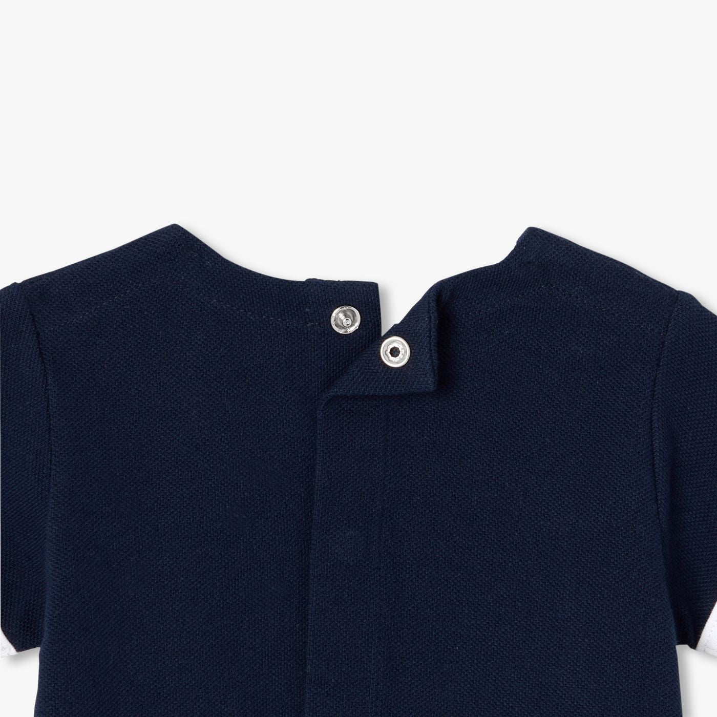 Baby boy cotton pique outfit set - Light Navy