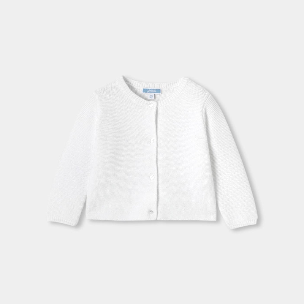 Baby girl garter stitch cardigan - White
