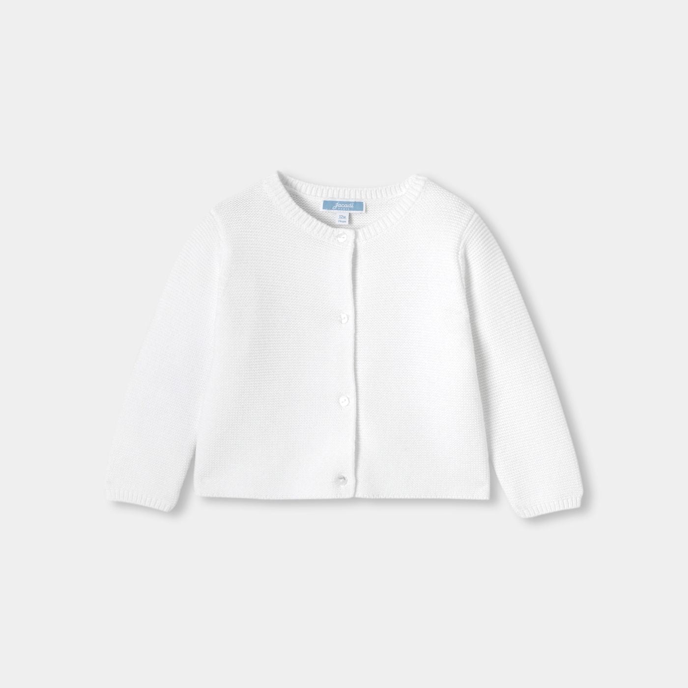 Baby girl garter stitch cardigan - White