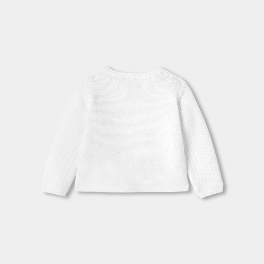 Baby girl garter stitch cardigan - White