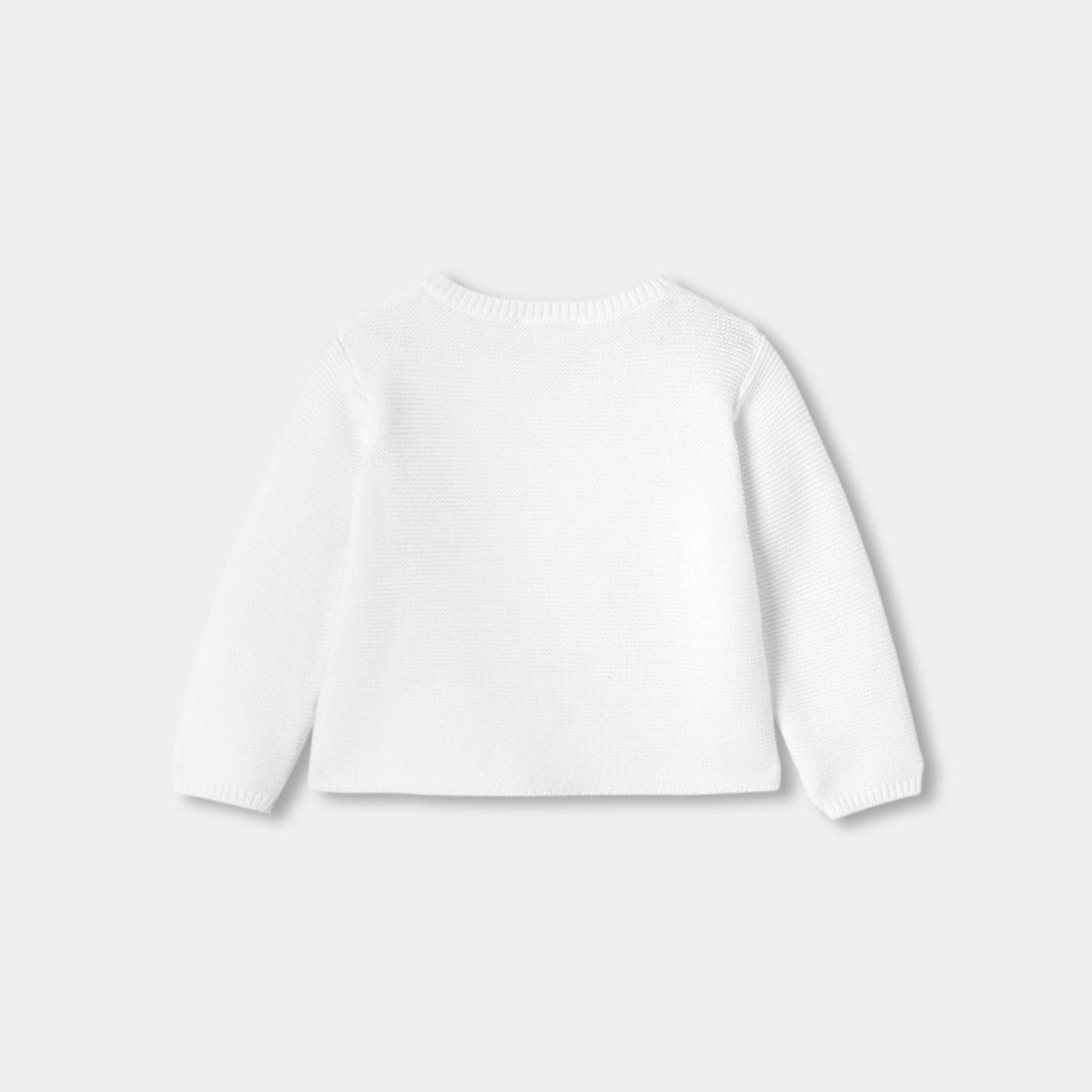 Baby girl garter stitch cardigan - White