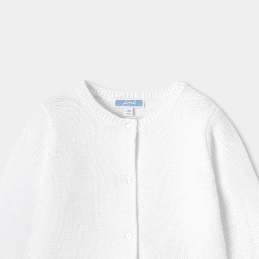 Baby girl garter stitch cardigan - White