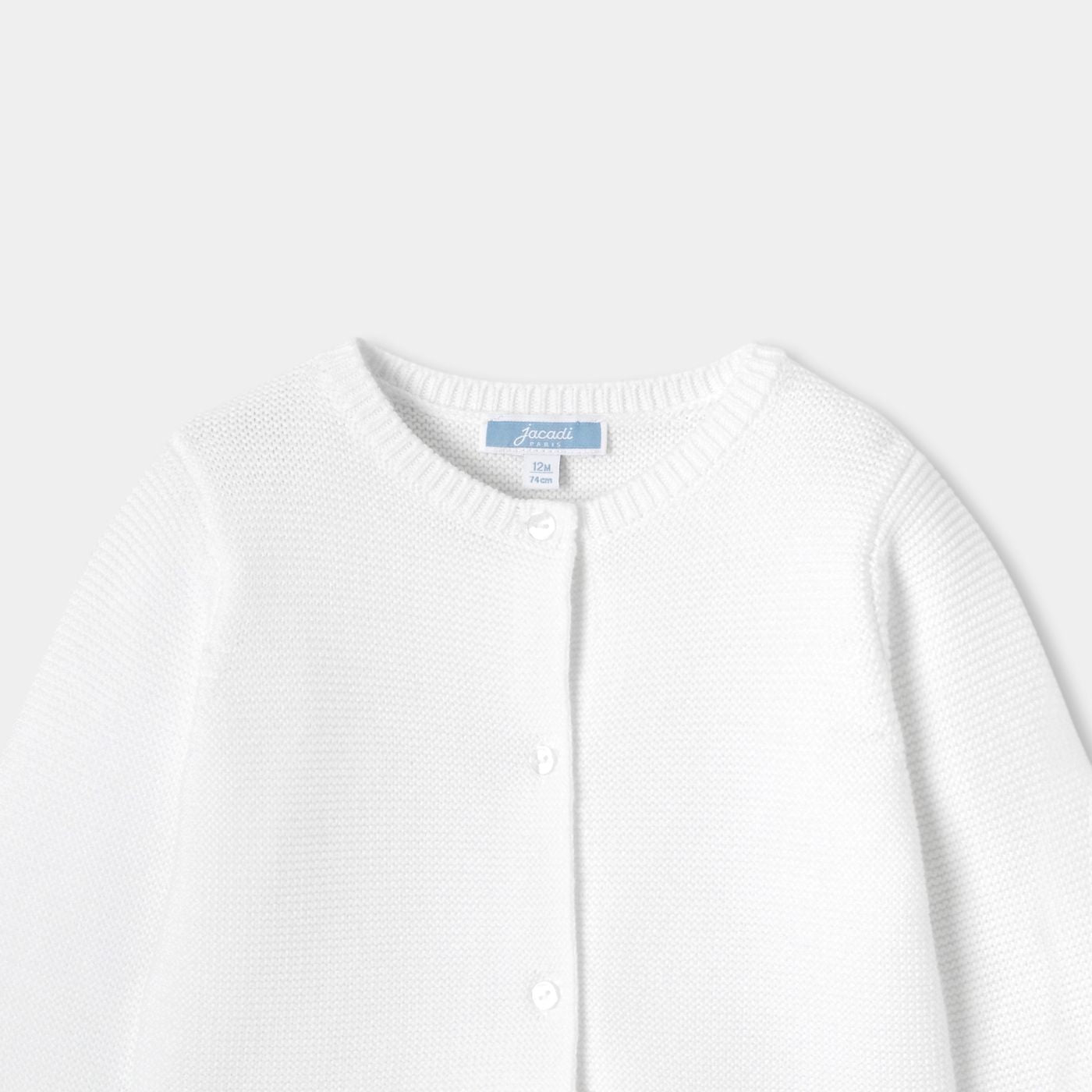 Baby girl garter stitch cardigan - White