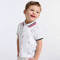 Baby boy printed cotton pique polo - White