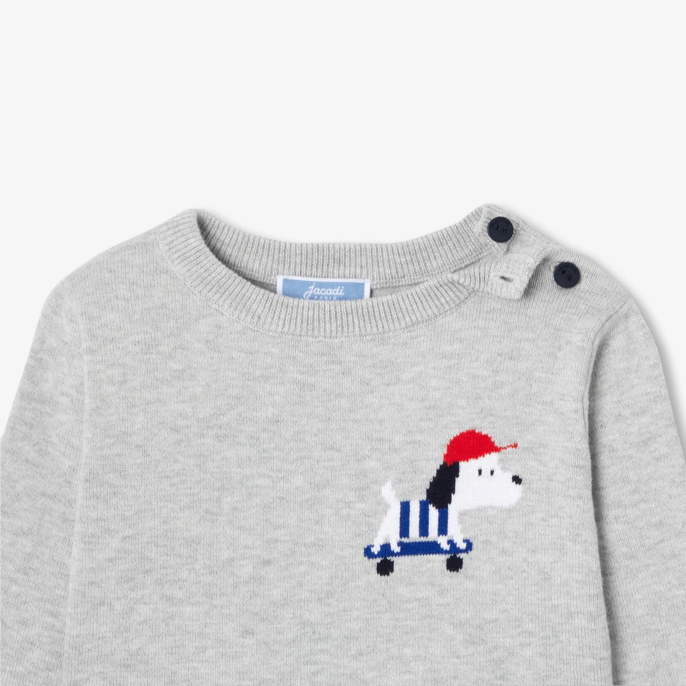 Baby boy cotton jumper - Grey Marl