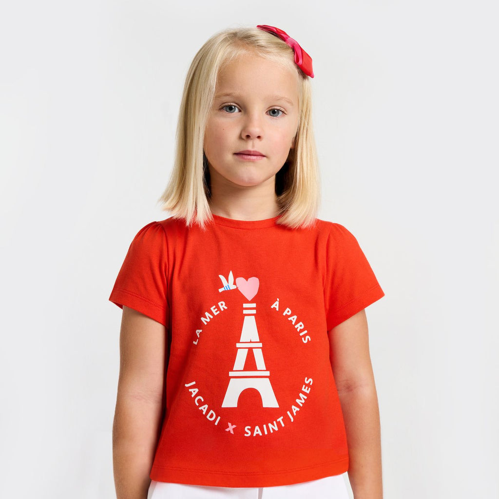 Girl Jacadi x Saint James T-shirt - Tomato Red