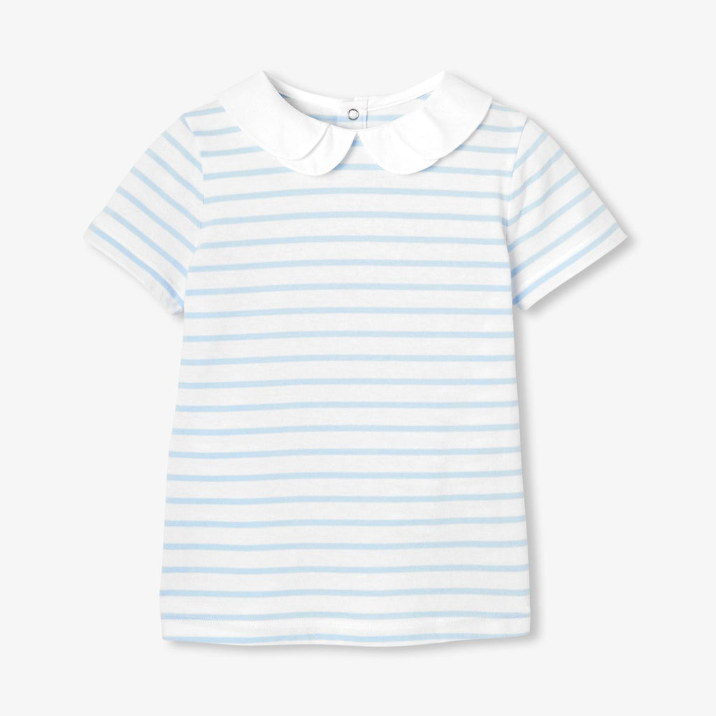 Girl striped polo shirt - White/Light Blue