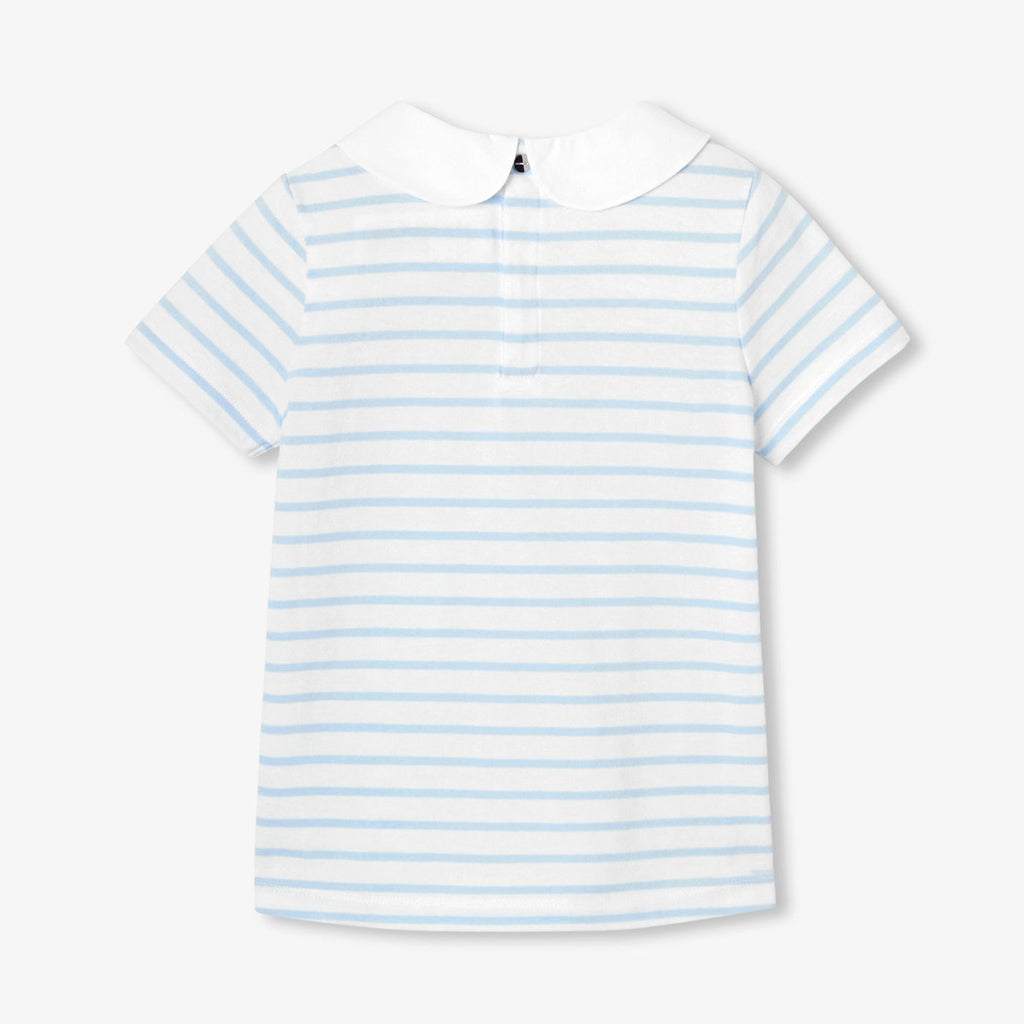 Girl striped polo shirt - White/Light Blue