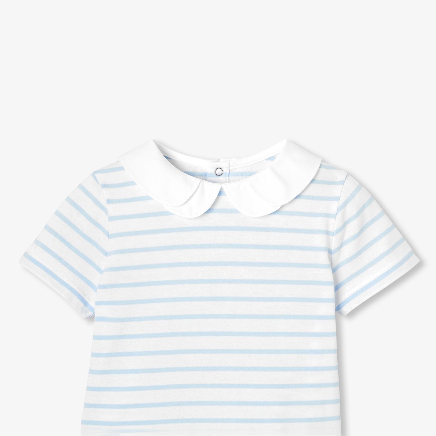 Girl striped polo shirt - White/Light Blue