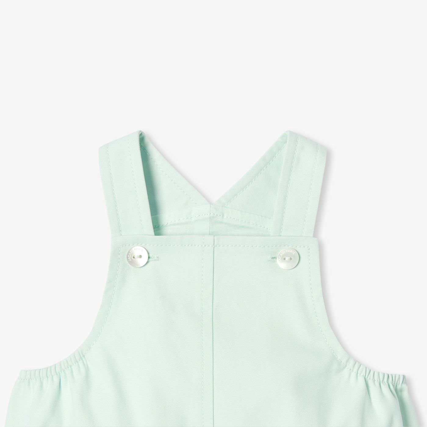 Baby boy cotton twill short dungarees - Pale Green