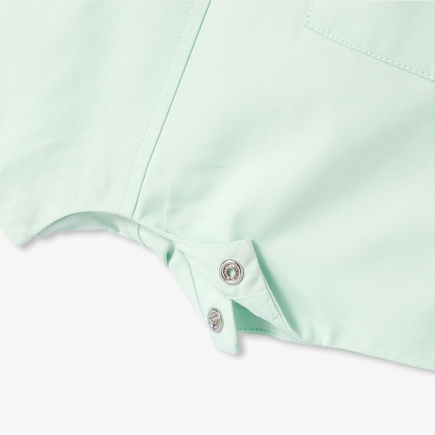 Baby boy cotton twill short dungarees - Pale Green