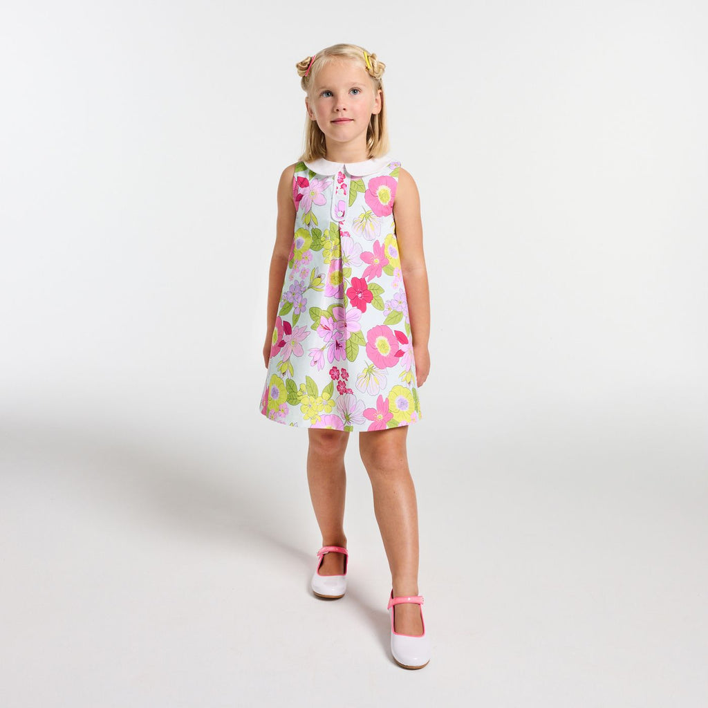 Dress a Trapezio Occasion Girl - White/Multicolour