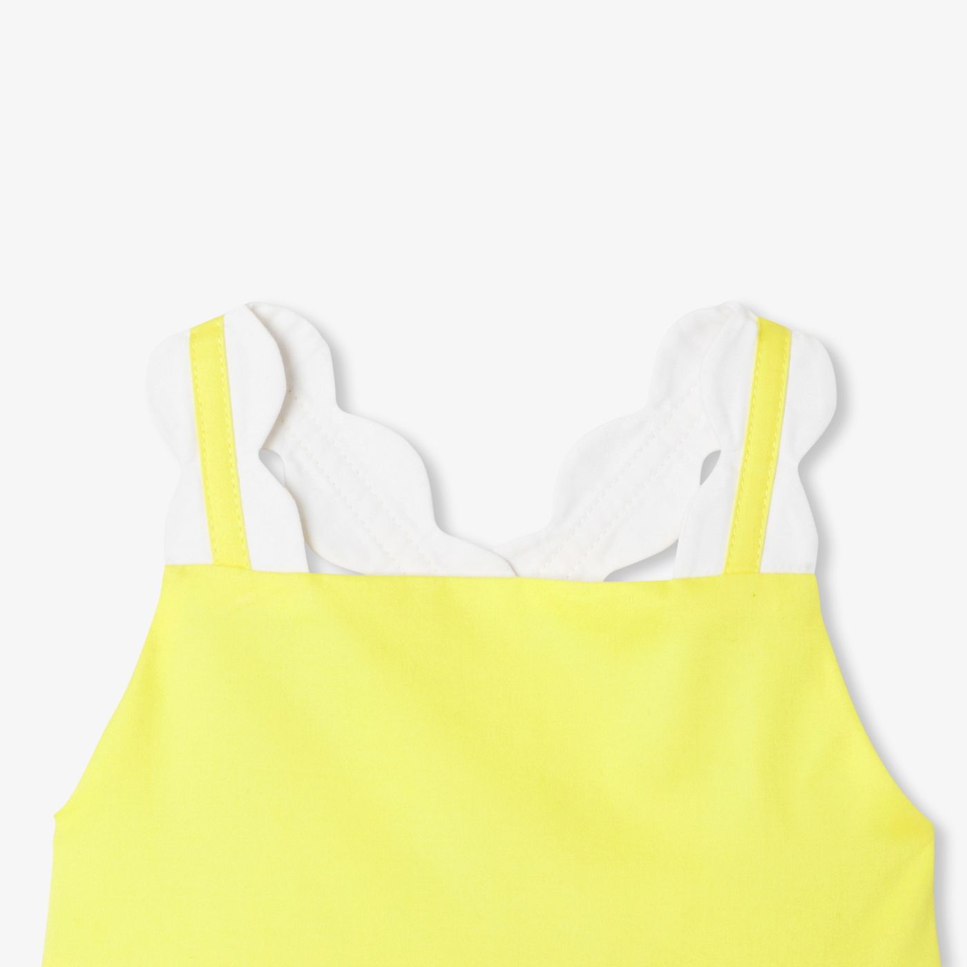 Baby girl poplin ceremony dress - White/Yellow