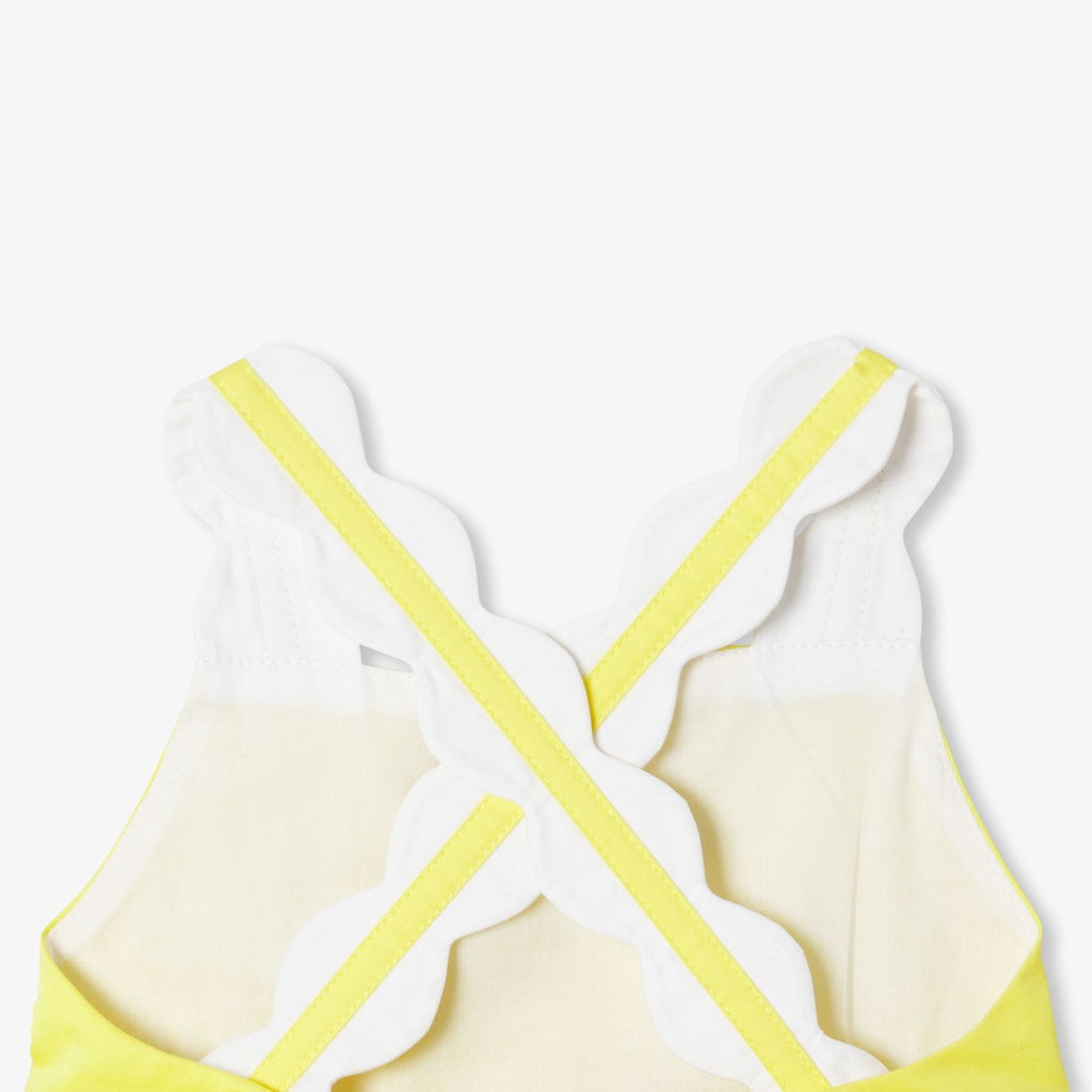 Baby girl poplin ceremony dress - White/Yellow