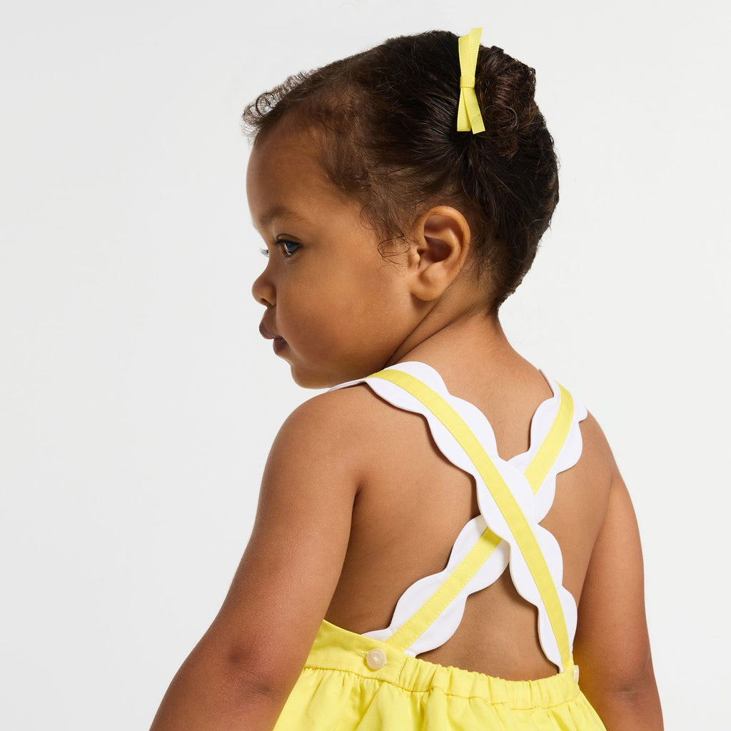 Baby girl poplin ceremony dress - White/Yellow