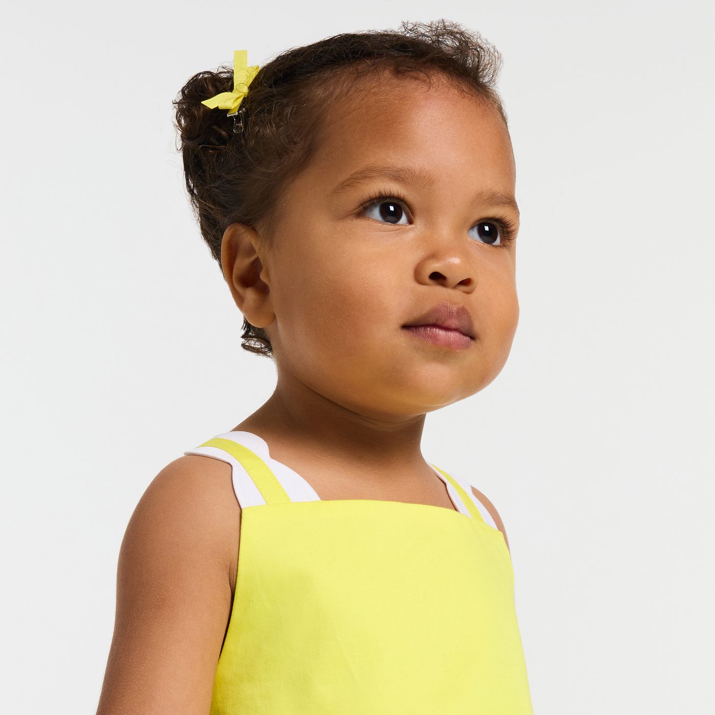 Baby girl poplin ceremony dress - White/Yellow