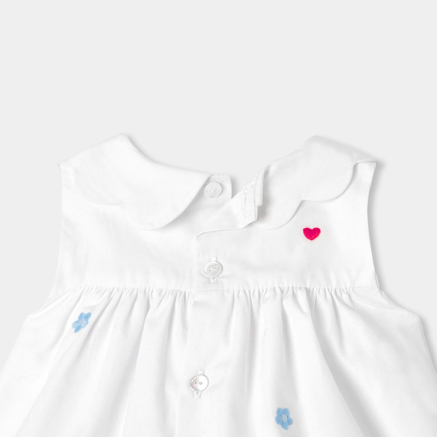 Dress in Popeline embroidered Baby Girl - White/Multicolour