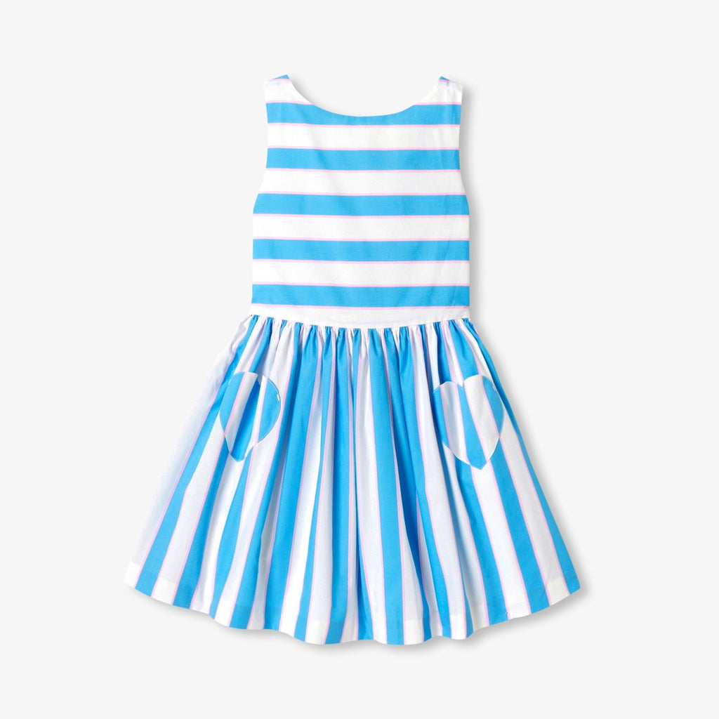 Girls' striped poplin dress