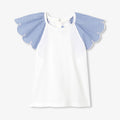 Girl striped-sleeve T-shirt - White/Light Blue