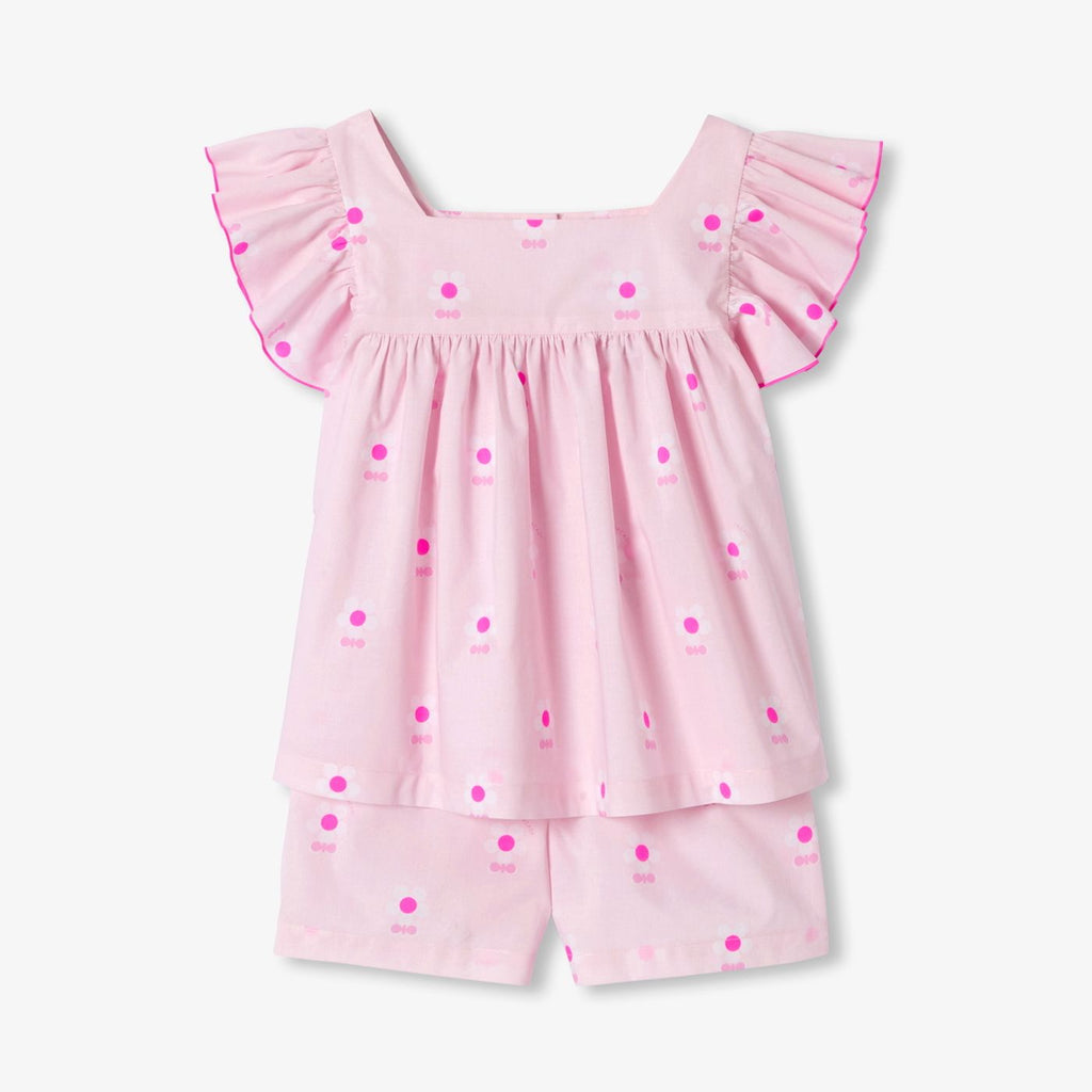 Girl poplin short pyjamas - Pink/White