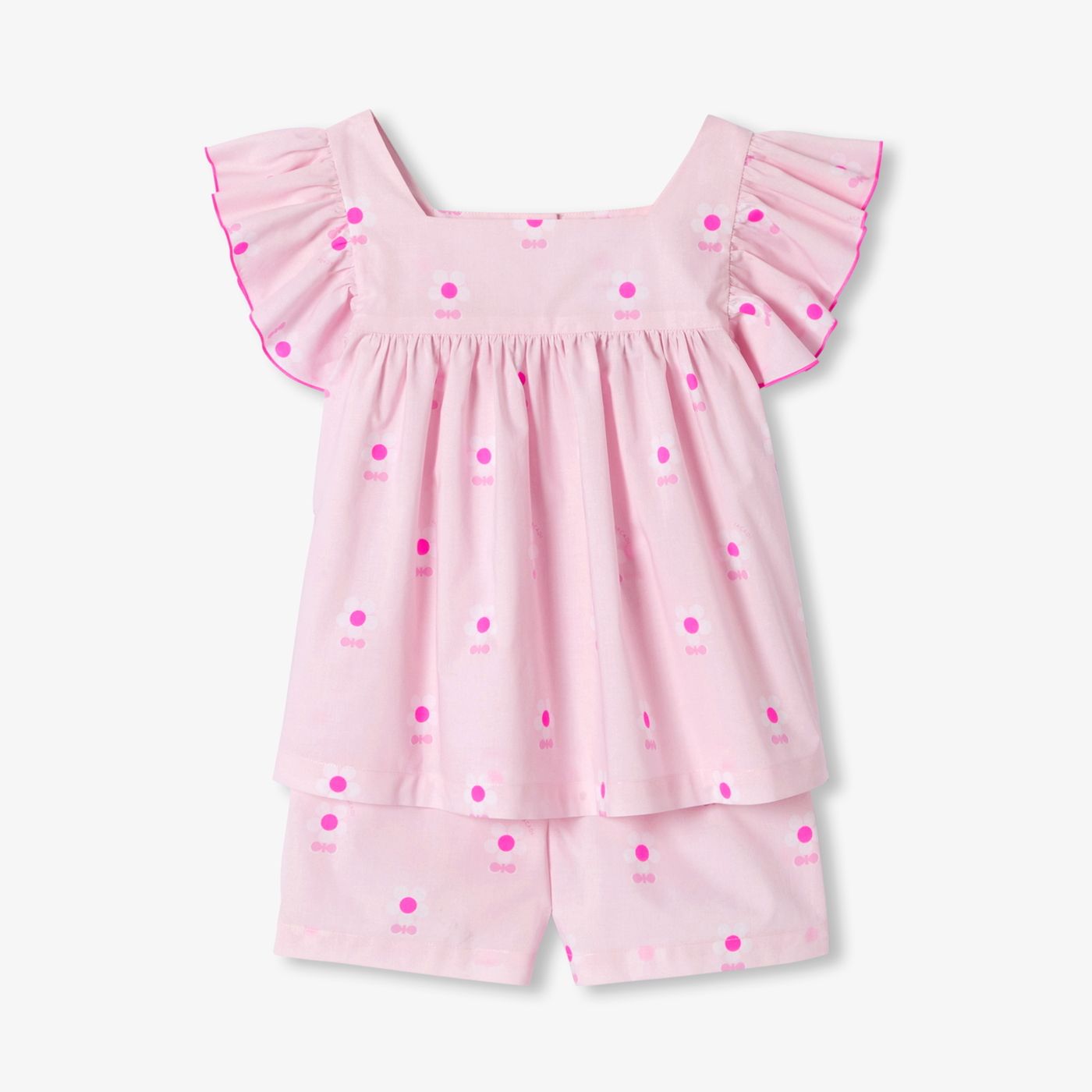 Girl poplin short pyjamas - Pink/White