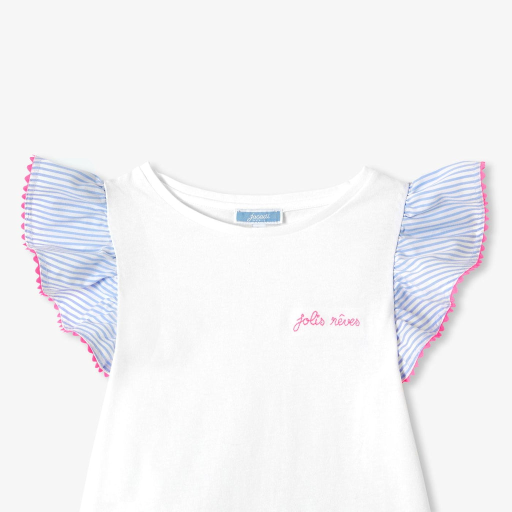 Pyjamas With Shorts in Cotton Girl - Blue/White