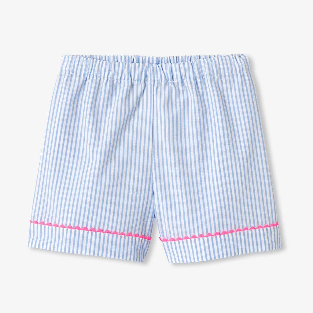 Pyjamas With Shorts in Cotton Girl - Blue/White