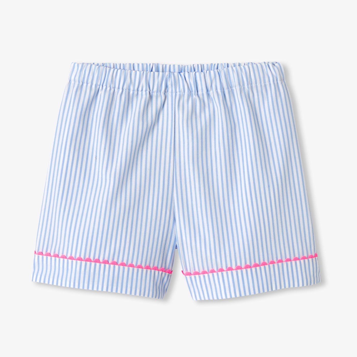 Pyjamas With Shorts in Cotton Girl - Blue/White