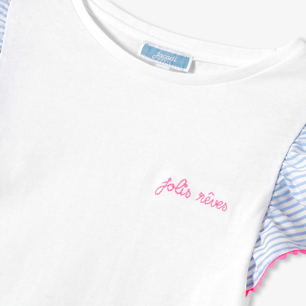 Pyjamas With Shorts in Cotton Girl - Blue/White
