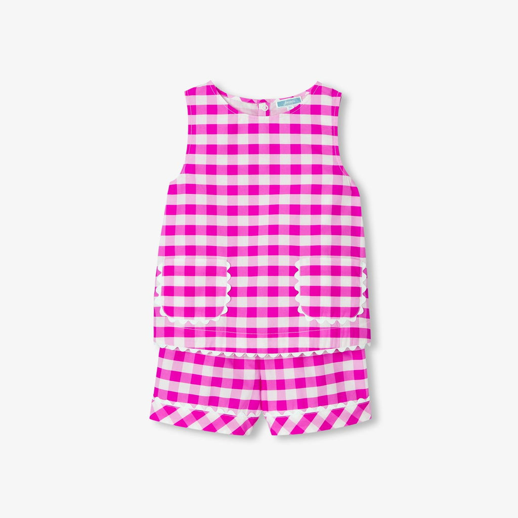 Pyjamas With Shorts a Quadretti Vichy Girl - Pink/White