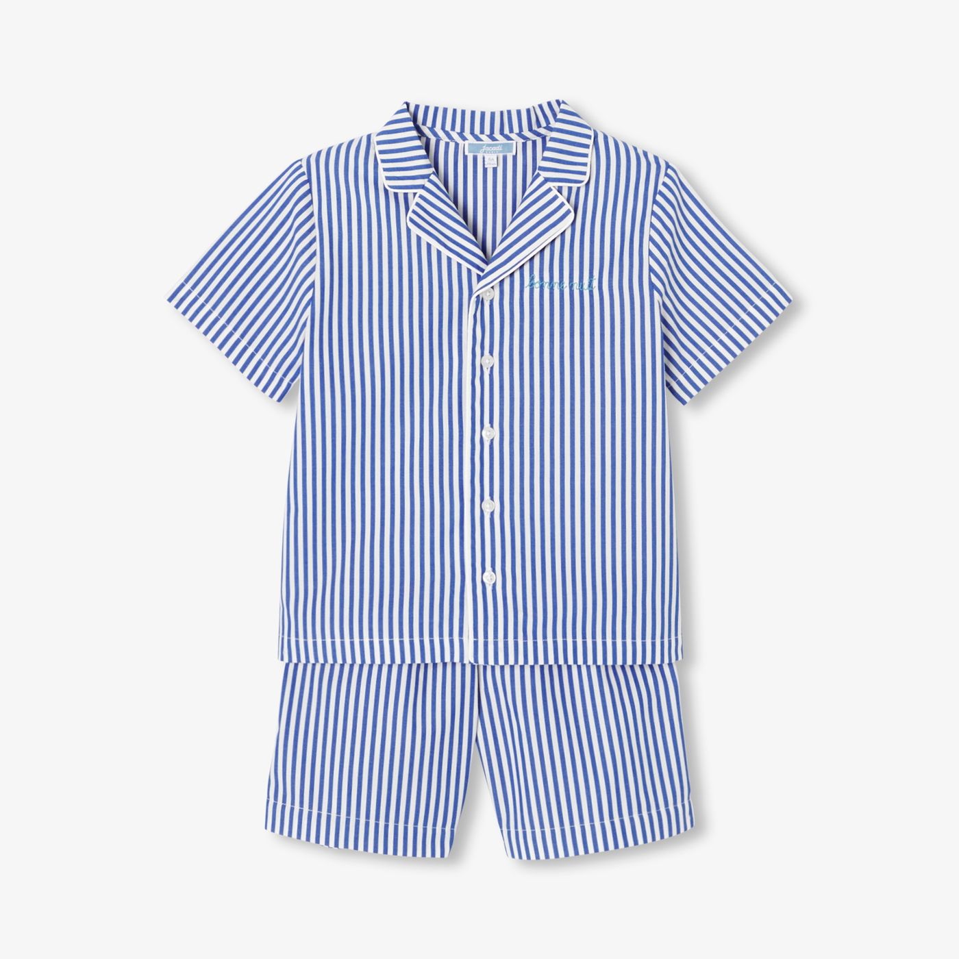 Boy striped poplin short pyjamas - Blue/White