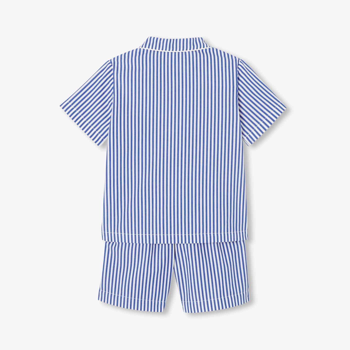 Boy striped poplin short pyjamas - Blue/White