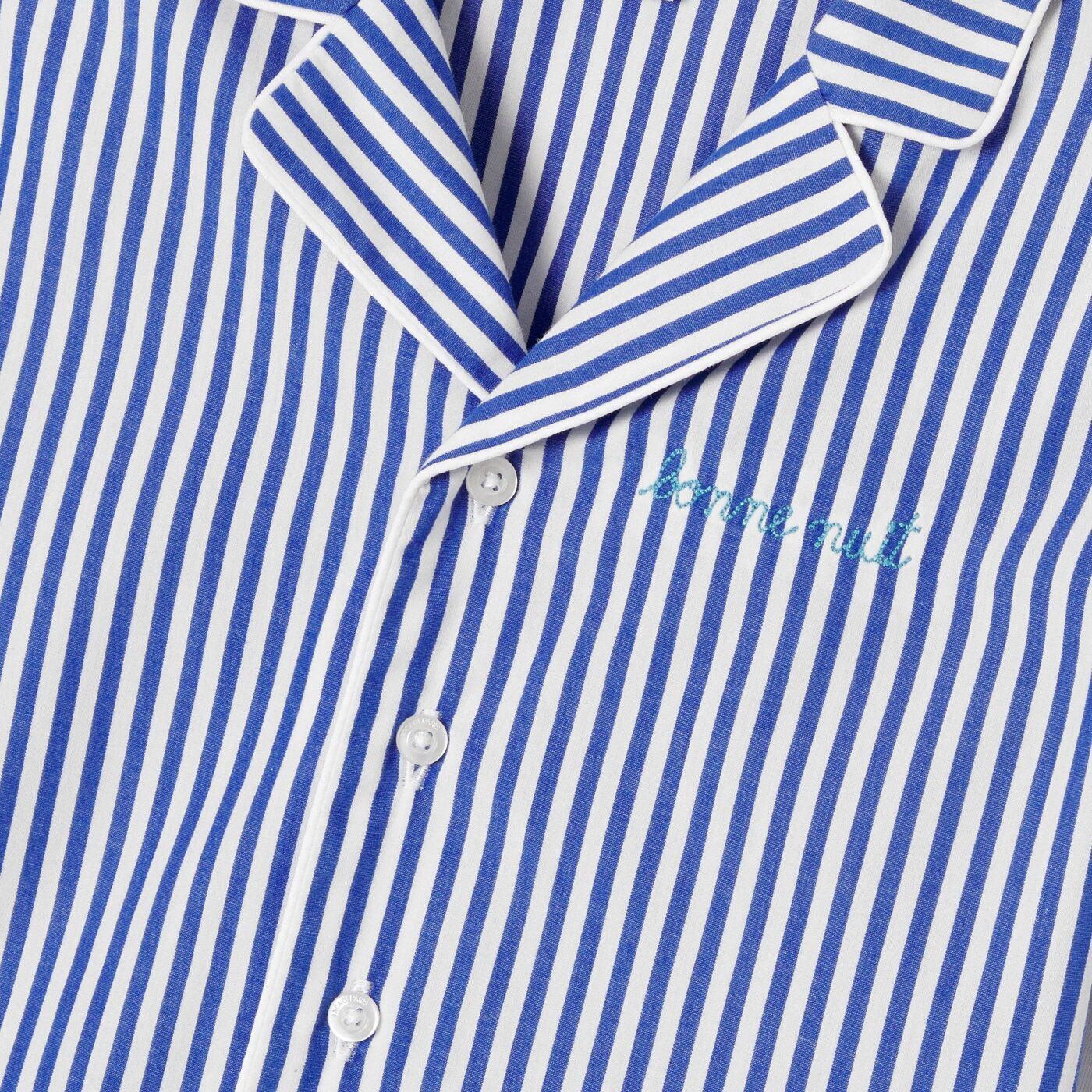 Boy striped poplin short pyjamas - Blue/White
