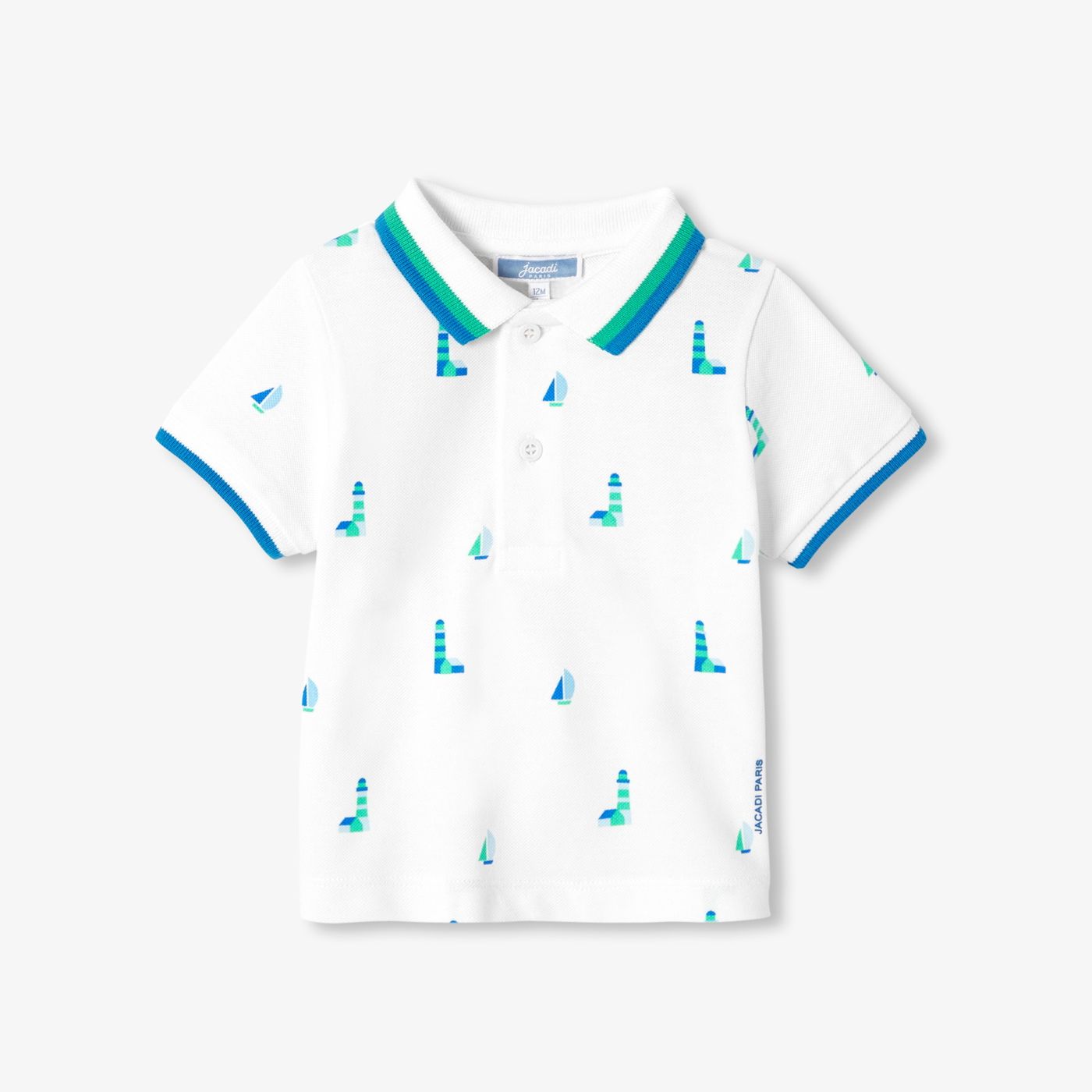 Baby boy polo shirt shirt in printed cotton piqué