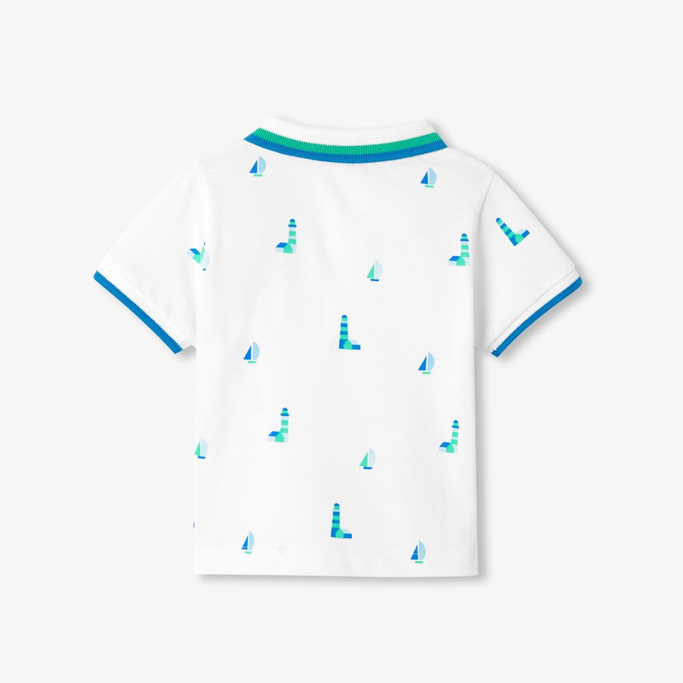Baby boy polo shirt shirt in printed cotton piqué