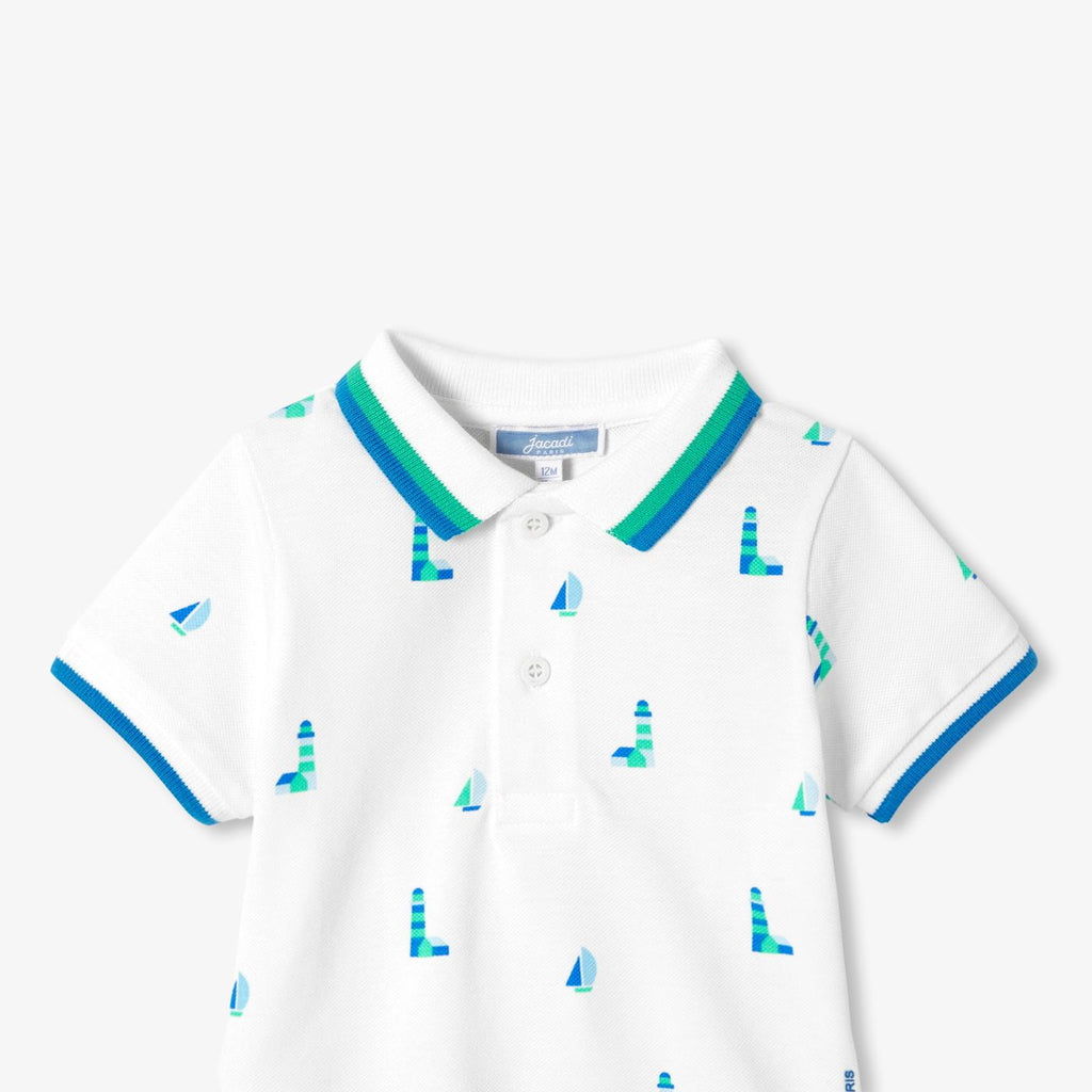 Baby boy polo shirt shirt in printed cotton piqué