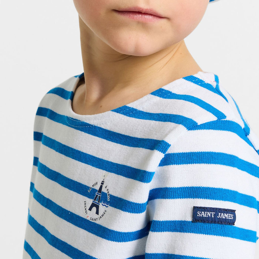 Sailor-style T-shirt Jacadi x Saint James Boy - White/Light Blue