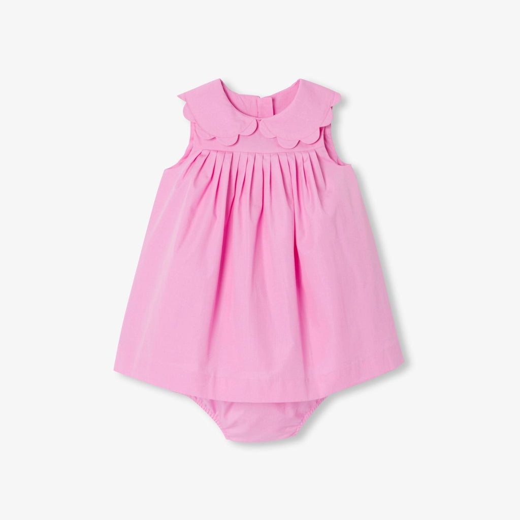 Baby girl cotton poplin ceremony dress - Medium Pink