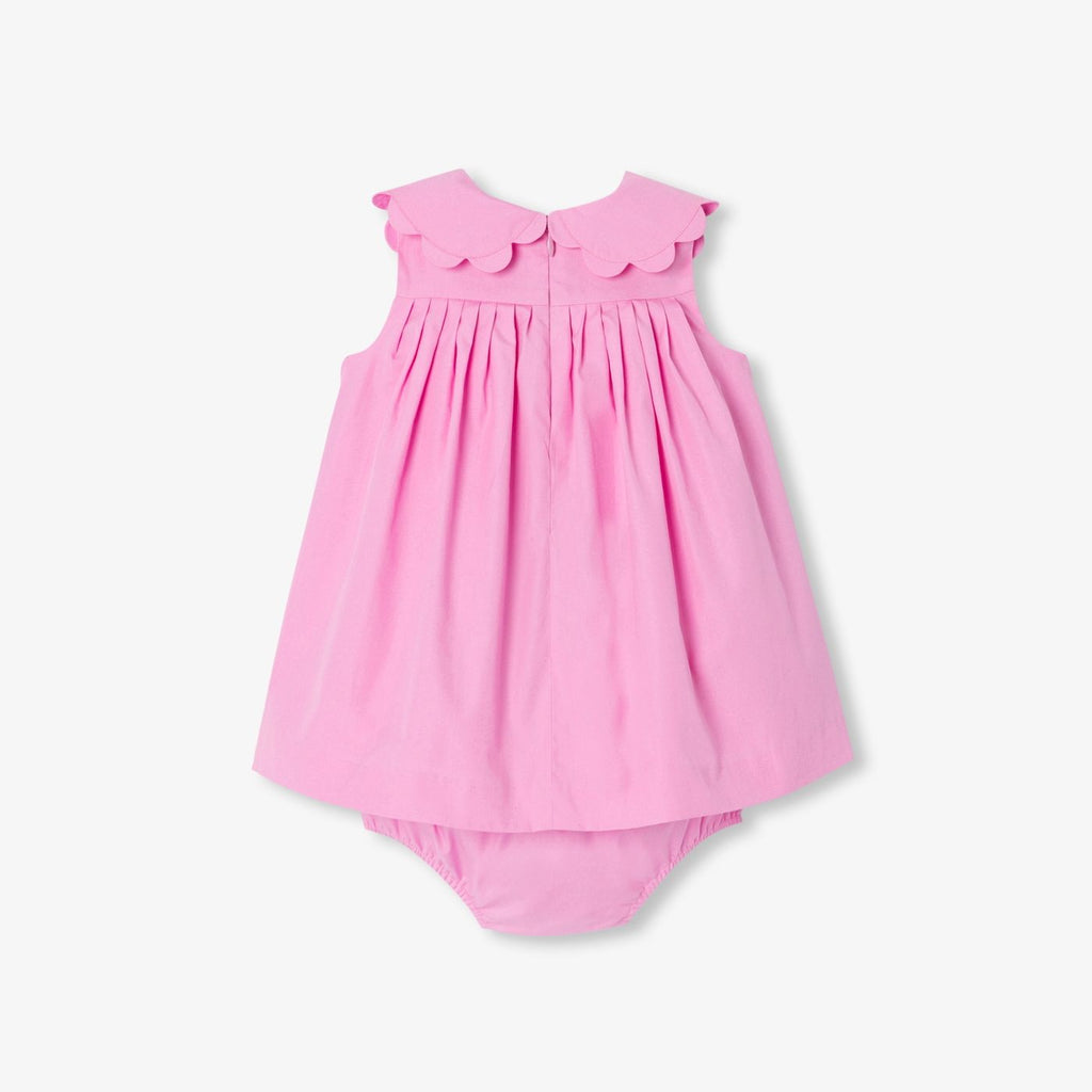 Baby girl cotton poplin ceremony dress - Medium Pink