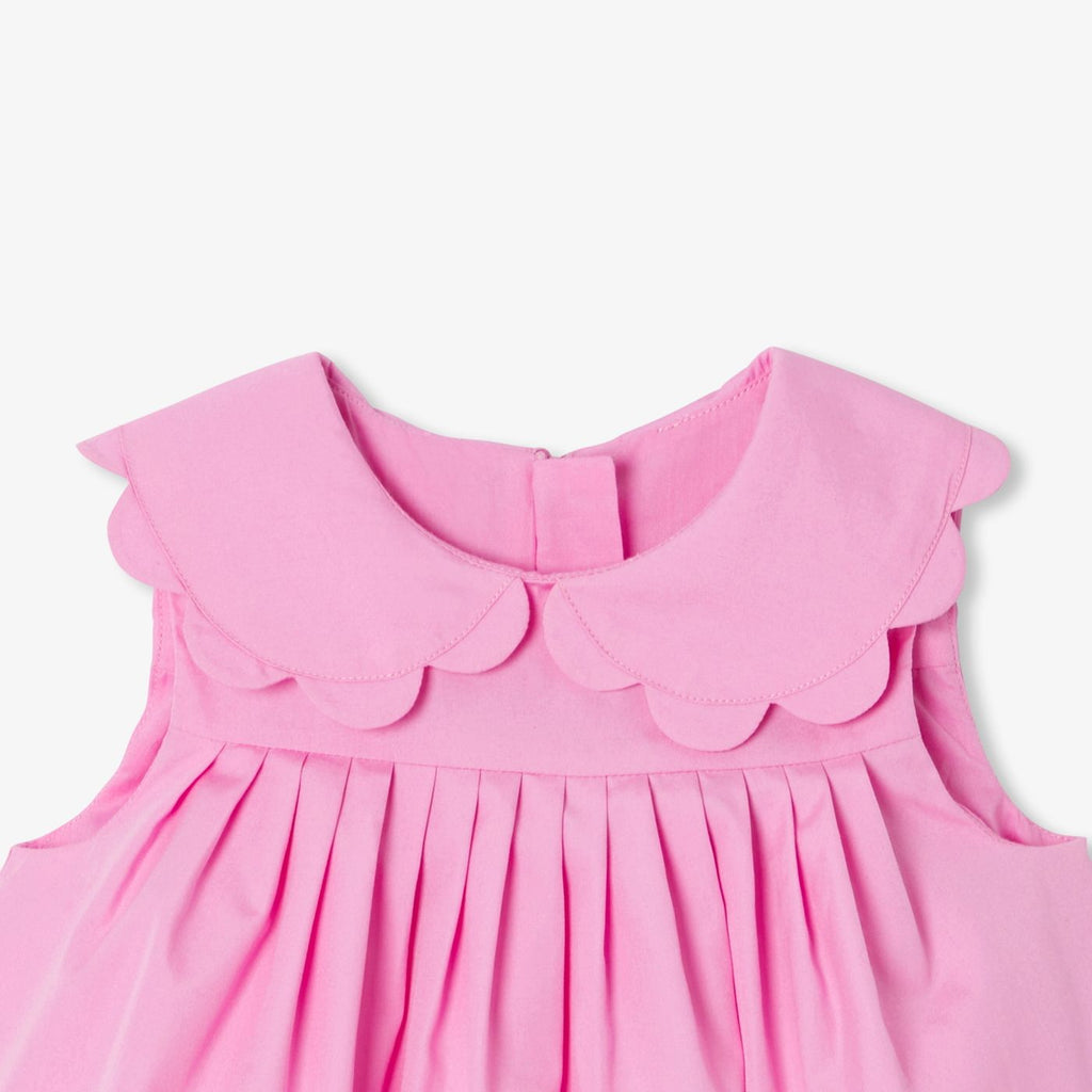 Baby girl cotton poplin ceremony dress - Medium Pink