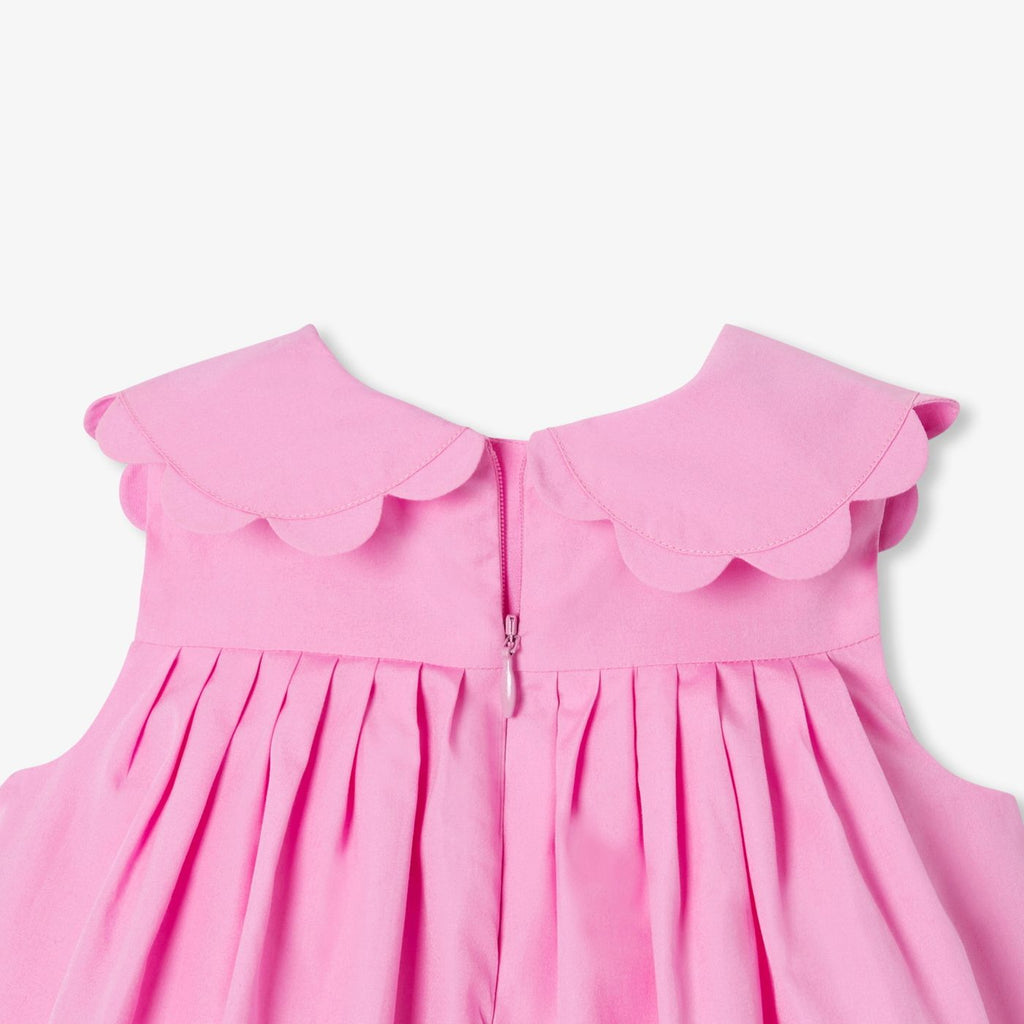 Baby girl cotton poplin ceremony dress - Medium Pink