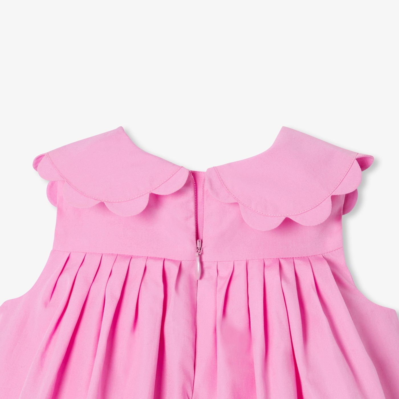 Baby girl cotton poplin ceremony dress - Medium Pink