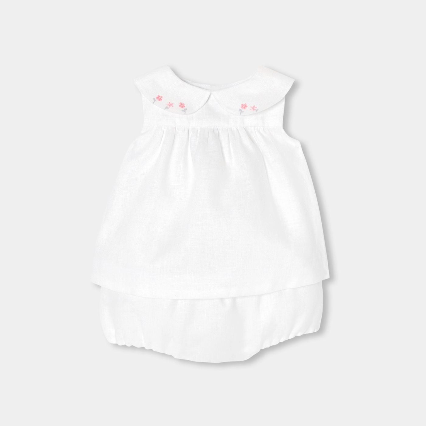 Baby girl linen outfit set - Jacadi White