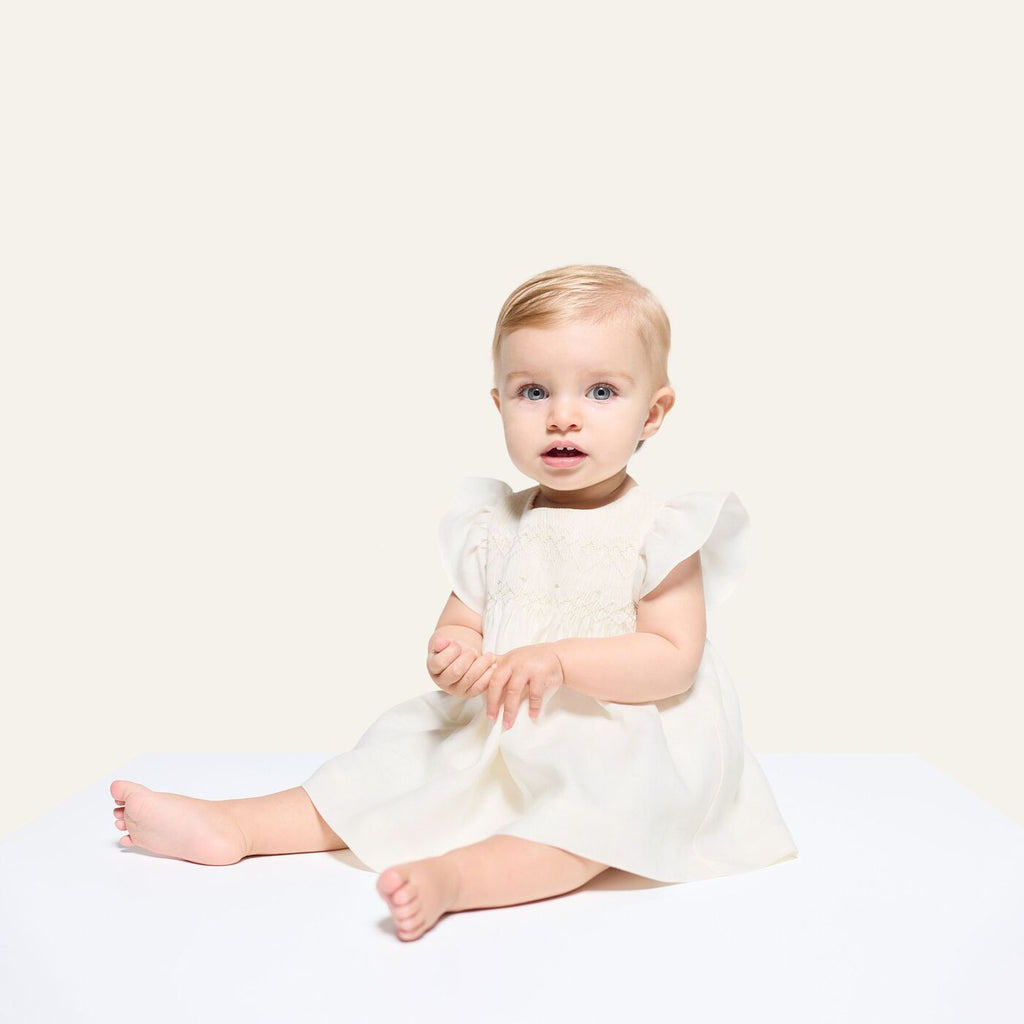 Dress in Linen Baby Girl - Jacadi Sweet White