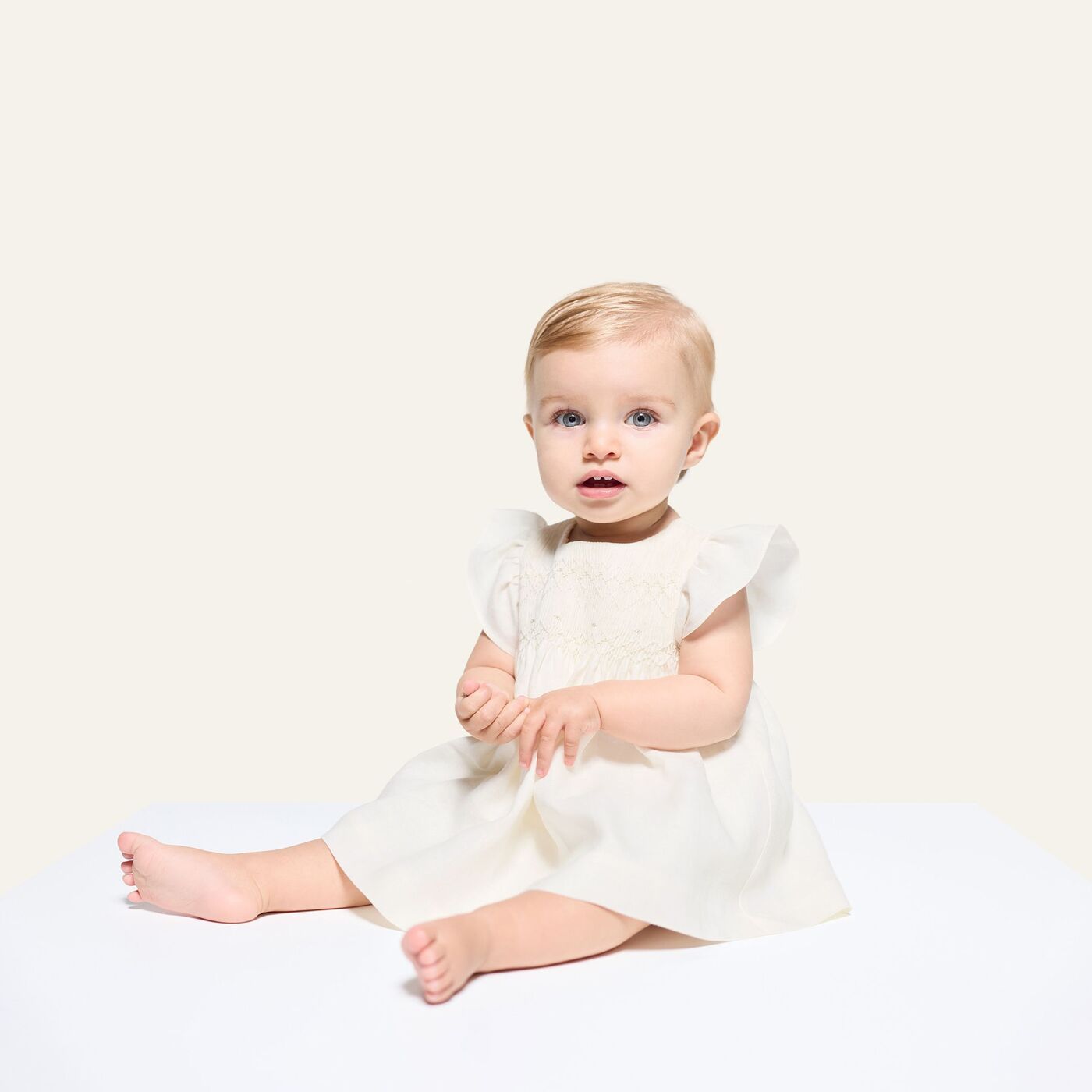 Dress in Linen Baby Girl - Jacadi Sweet White